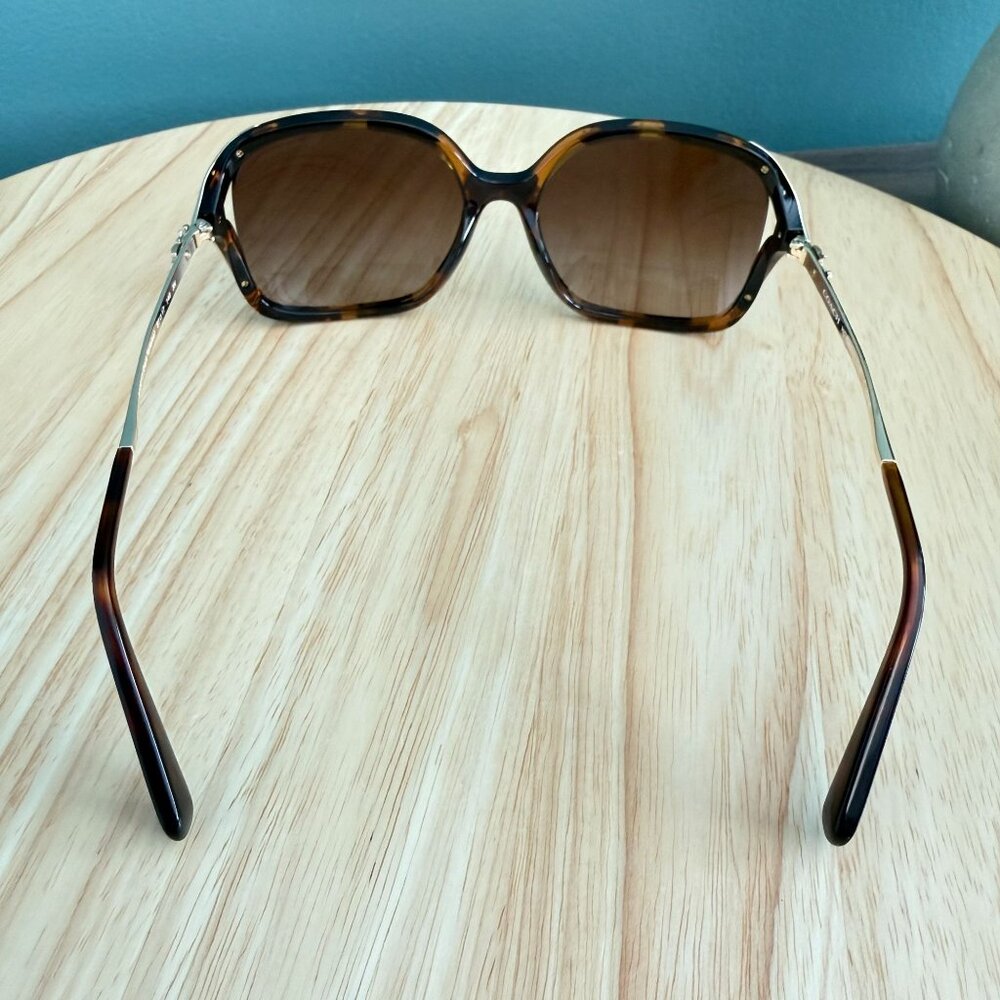 Coach Tortoise Sunglasses HC8280U L1116 XL Gold Cut Out Rims With Case & Papers - Picture 10 of 16